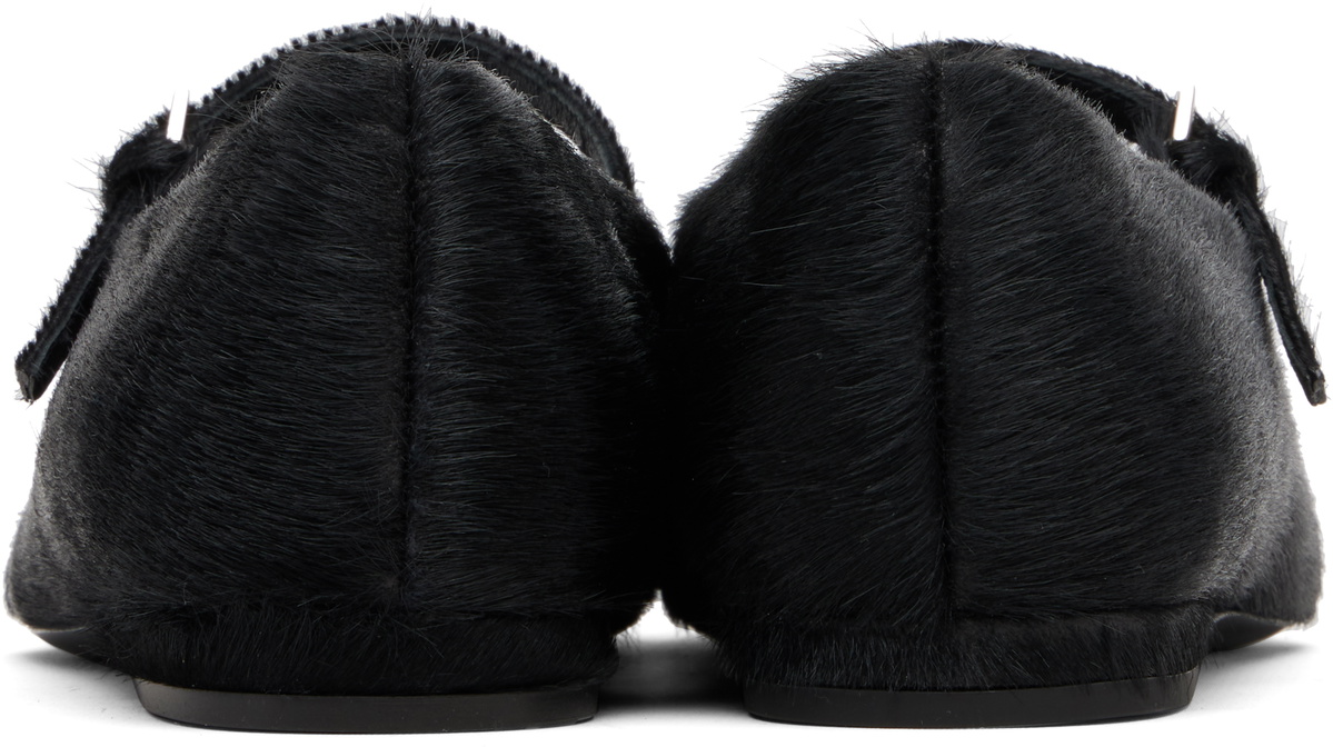 Loulou de Saison Black Leone Pony-Effect Leather Flats