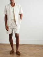 Richard James - Camp-Collar Embroidered Cotton and Linen-Blend Shirt - Neutrals