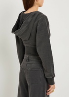 Good American Jeanius Cropped Hooded Cotton Sweatshirt Black
