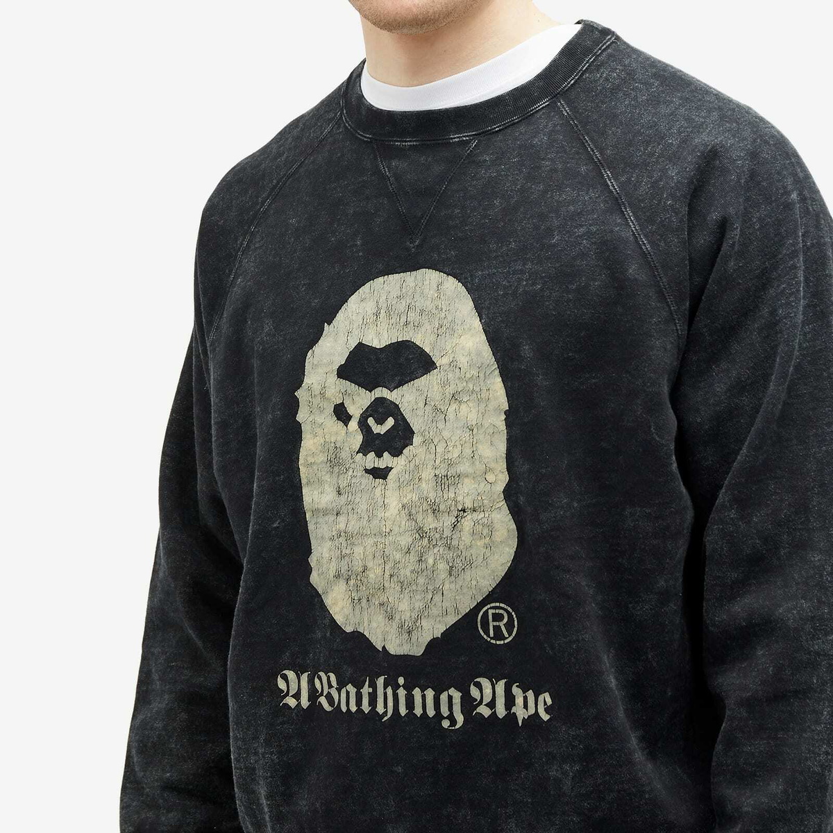 A Bathing Ape Men's Overdye Crew Neck Sweatshirt in Black