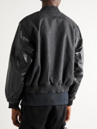Rhude - Logo-Appliquéd Wool and Leather Varsity Jacket - Black