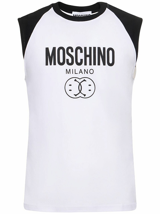 Photo: MOSCHINO - Logo Print Cotton Jersey Tank Top