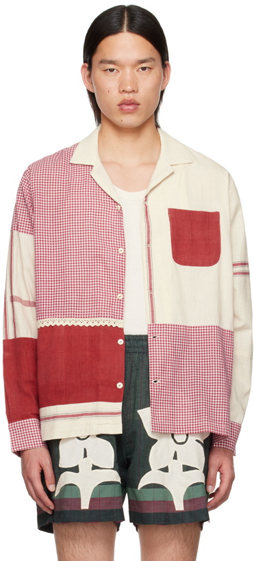 Photo: HARAGO Red & Off-White Patchwork Shirt