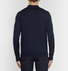 Ermenegildo Zegna - Contrast-Tipped Wool and Silk-Blend Polo Shirt - Men - Navy