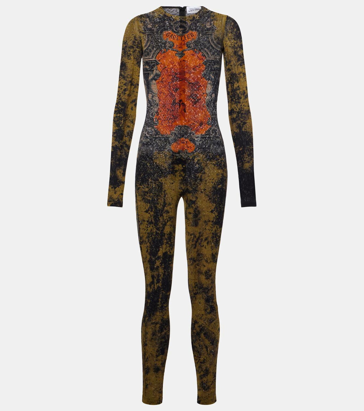 Jean Paul Gaultier Médallion printed mesh catsuit