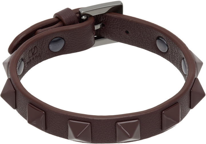 Photo: Valentino Garavani Burgundy Rockstud Leather Bracelet