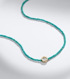 Sydney Evan Icon Heart 14kt gold beaded necklace with turquoise and diamond