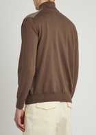 Canali Textured Half-zip Cotton Jumper Brown