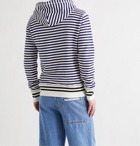 LOEWE - Logo-Embroidered Panelled Striped Loopback Cotton-Jersey Hoodie - Multi