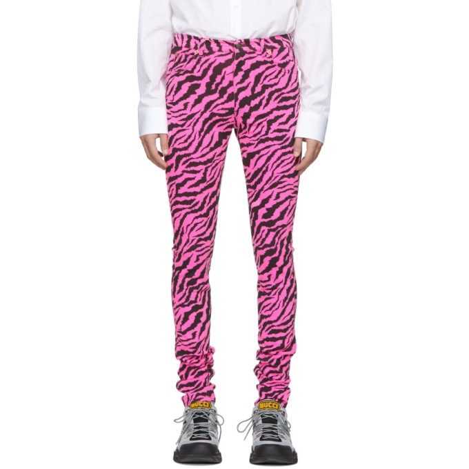 Photo: Gucci Pink and Black Zebra Skinny Jeans
