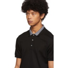 Salvatore Ferragamo Black Collar Print Polo