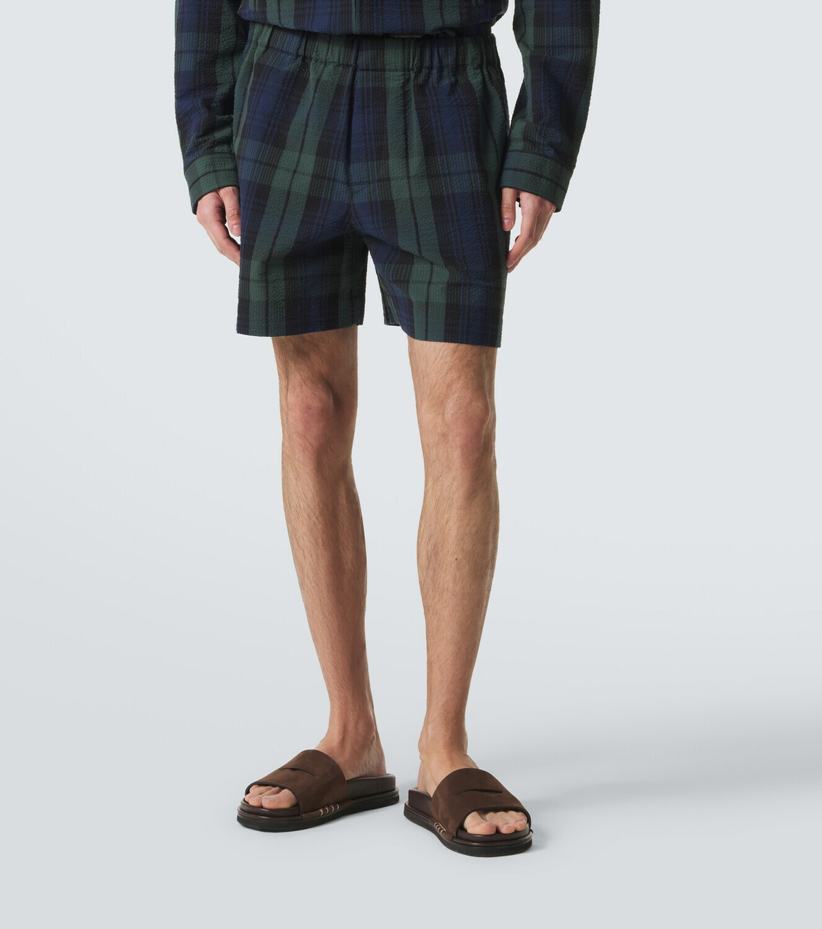 JW Anderson Checked cotton seersucker shorts