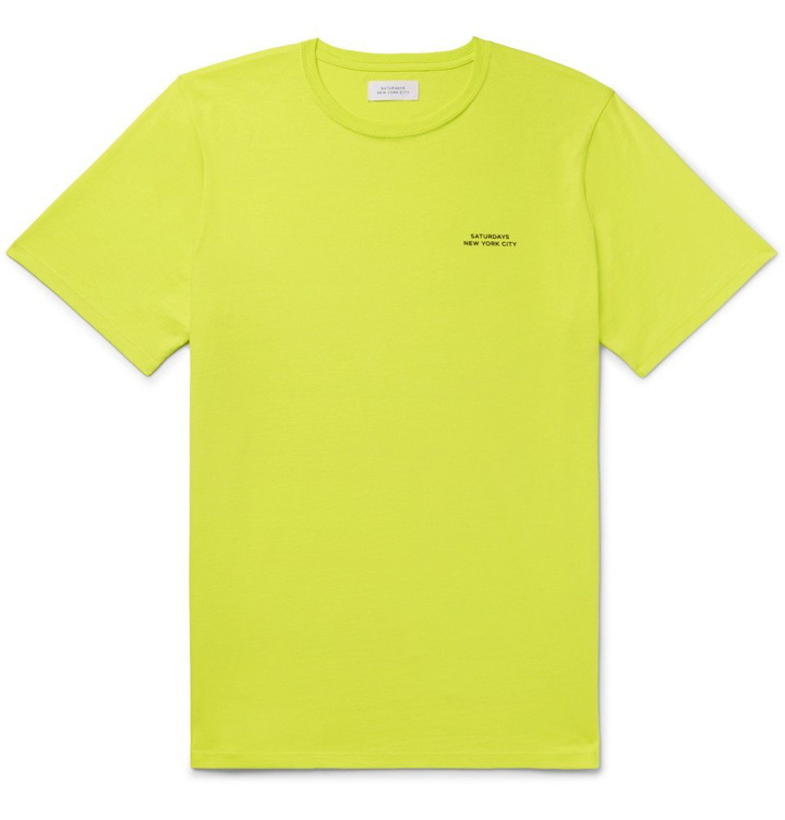 Photo: Saturdays NYC - Logo-Print Cotton-Jersey T-Shirt - Bright green