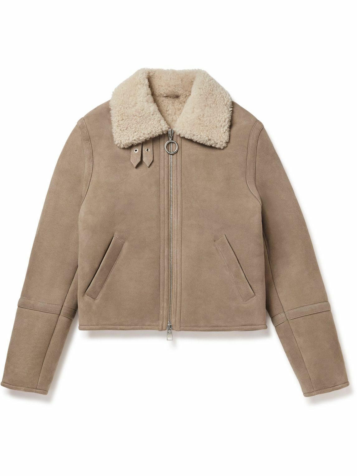 AMI PARIS - Shearling-Lined Suede Jacket - Neutrals AMI