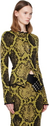 The Attico Yellow & Black Python Jacquard Cardigan