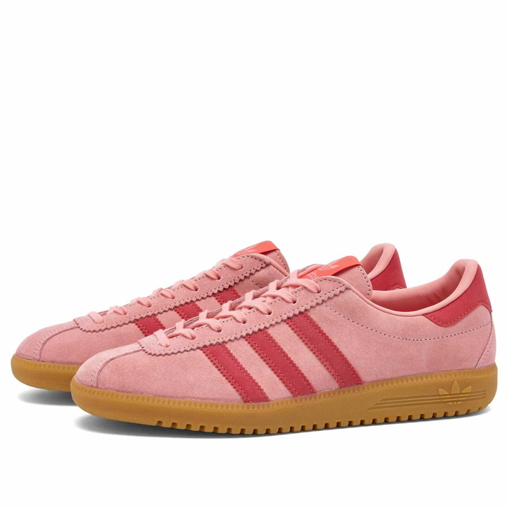 Photo: Adidas Bermuda W in Semi Pink Spark/Preloved Scarlet/Gum