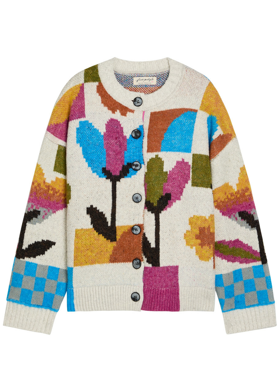 Free People Tulip Whirl Cotton-blend Cardigan Multicoloured