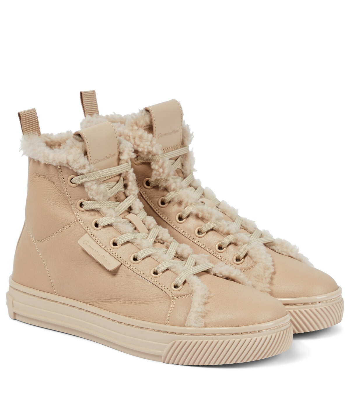 Gianvito Rossi - 360 High shearling-lined leather sneakers