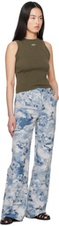Off-White Green Off Stamp Rib Round Tank Top