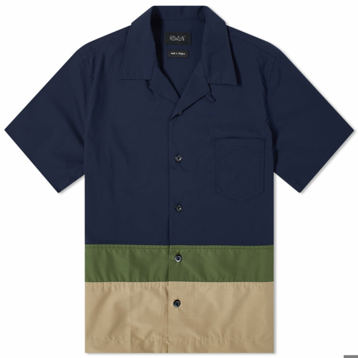 Photo: Howlin by Morrison Men's Howlin' Boogie Shirt in Navy/Olive/Sand