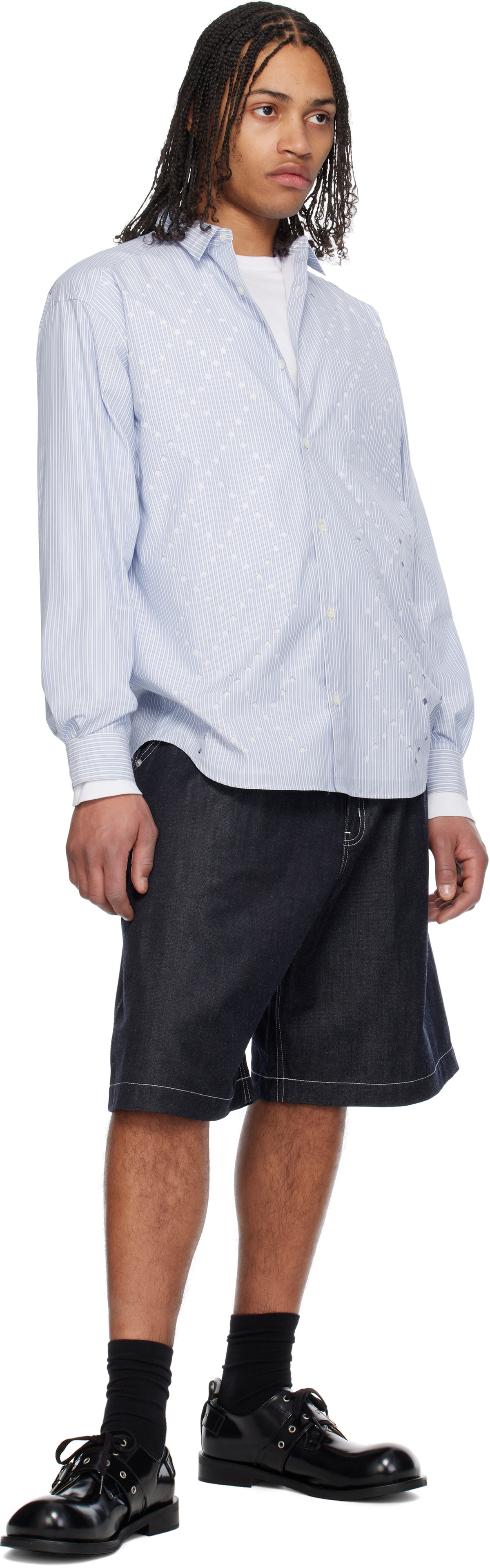 Comme des Garçons Homme Navy Cotton Nylon Denim Shorts