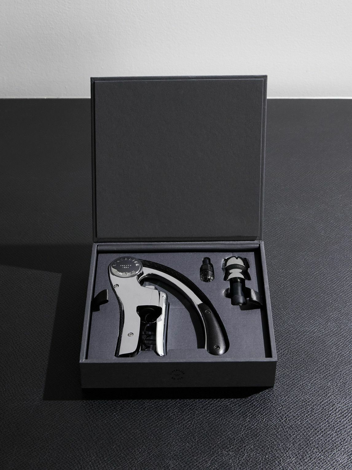 L'Atelier Du Vin - Up & Down Silver-Tone and Leather Corkscrew and Champagne Stopper Set