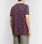 Gucci - Slim-Fit Printed Stretch-Cotton Piqué Polo Shirt - Blue