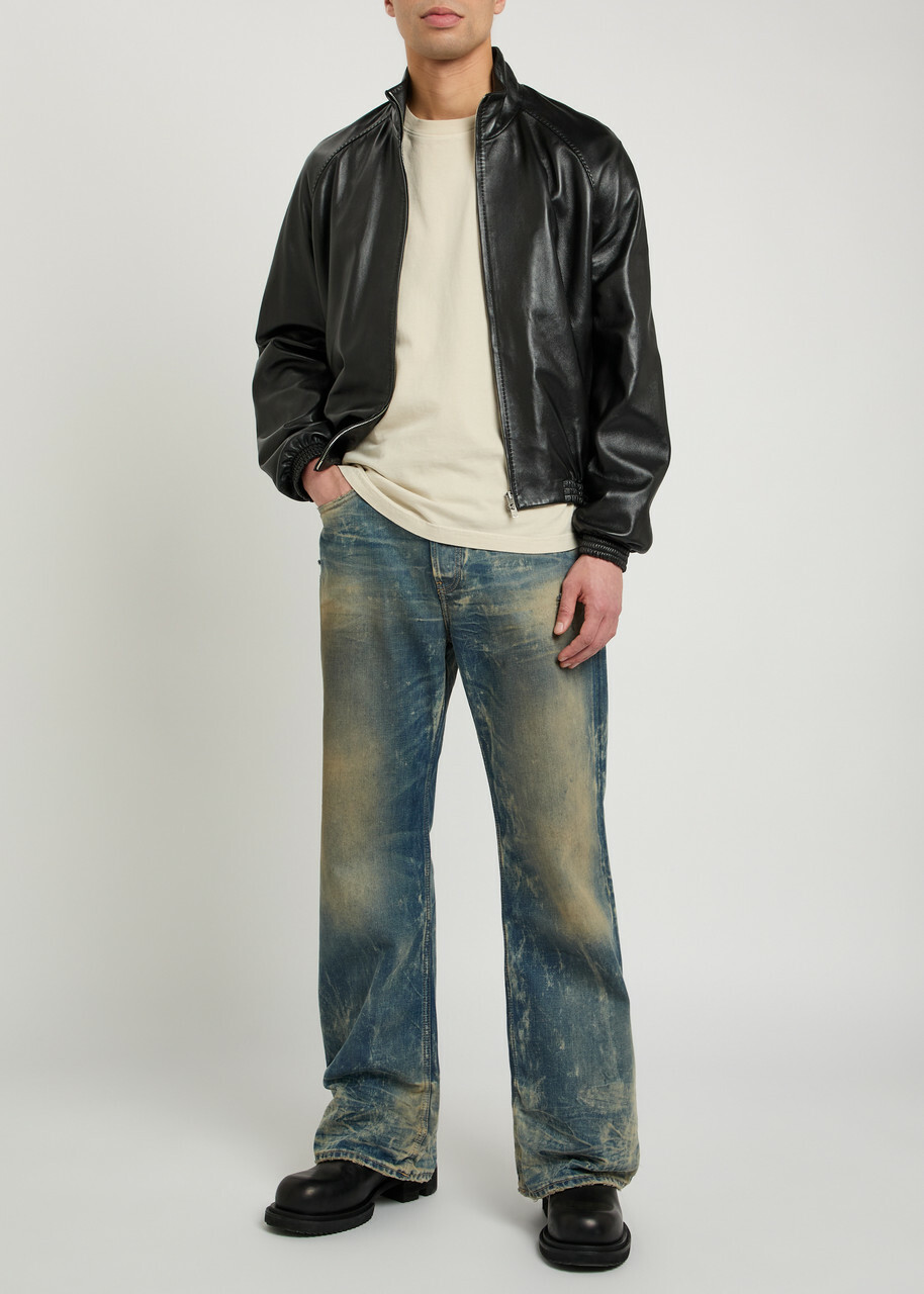 Acne Studios Leather Bomber Jacket Black