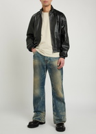 Acne Studios Leather Bomber Jacket Black