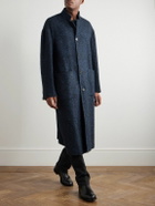 Kiton - Herringbone Virgin Wool, Cashmere and Silk-Blend Overcoat - Blue