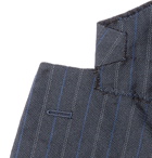 Junya Watanabe - Unstructured Garment-Dyed Pinstriped Woven Suit Jacket - Blue