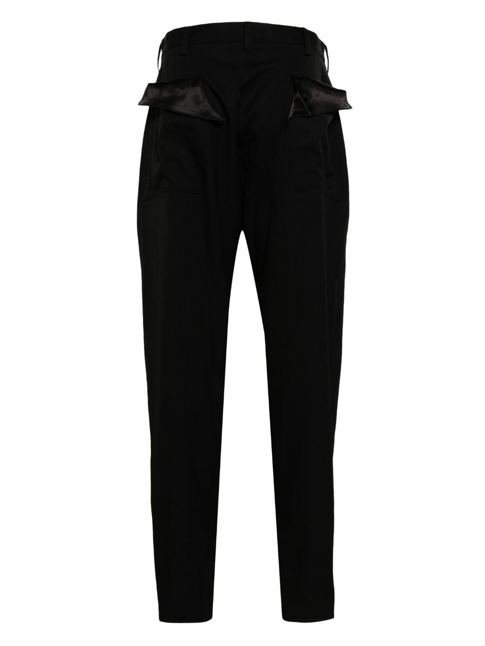 Sulvam Black Tapered Wool Tailored Trousers