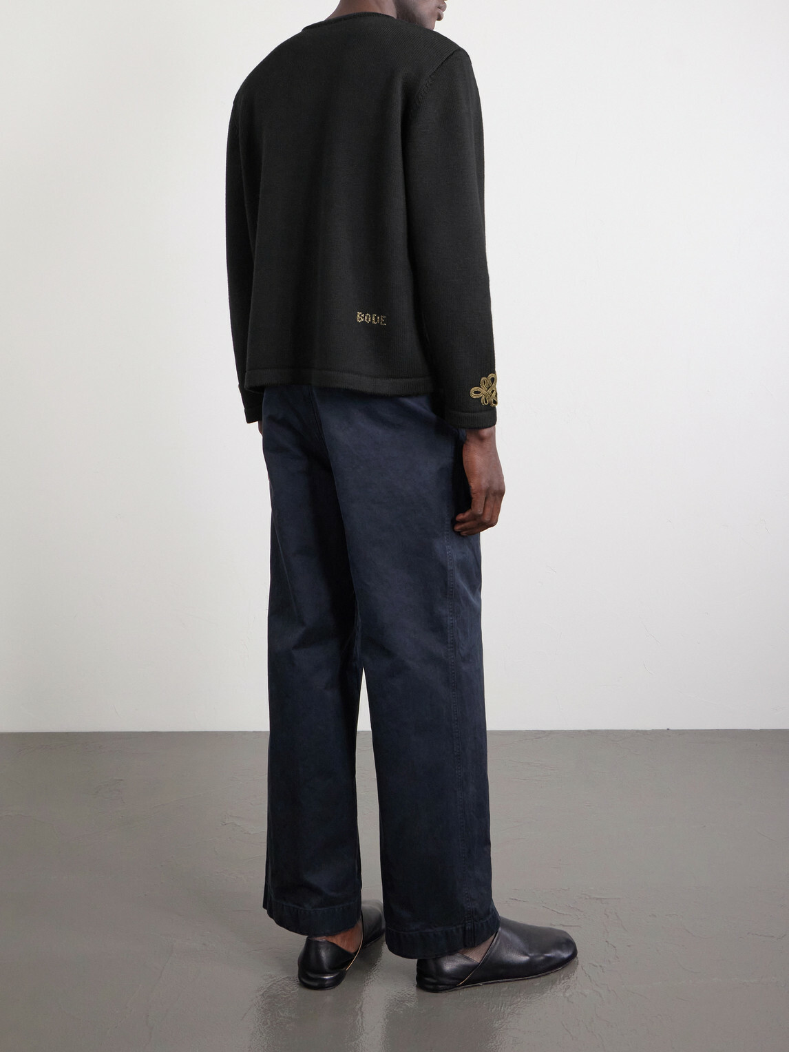 BODE - Bannister Appliquéd Virgin Wool Cardigan - Black