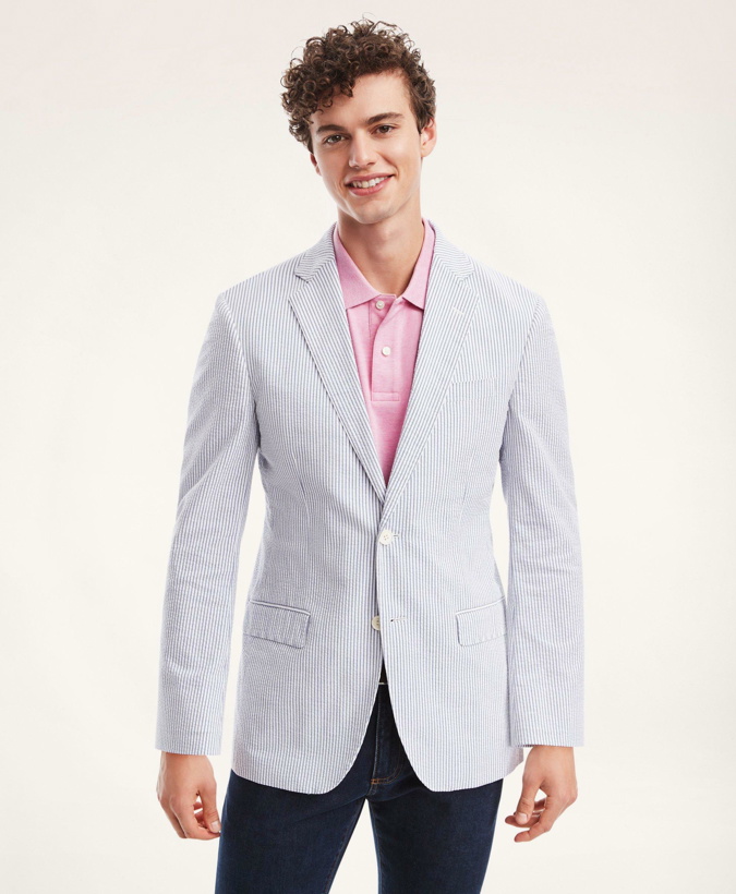 Photo: Brooks Brothers Men's Madison Relaxed-Fit Stretch Seersucker Stripe Sport Coat | Blue