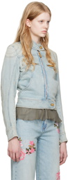 Blumarine Blue Faded Denim Jacket