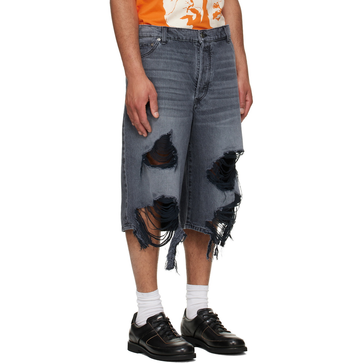COÛT DE LA LIBERTÉ Black Zander Rigid Denim Baggy Shorts