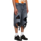 COÛT DE LA LIBERTÉ Black Zander Rigid Denim Baggy Shorts