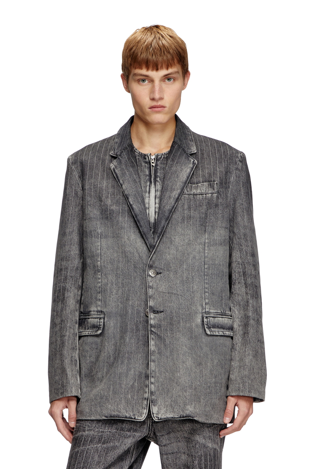 Diesel Blazer in tailoring pinstripe denim - Denim Jackets - Unisex - Black