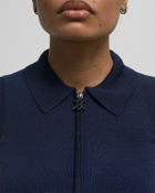 Daily Paper Zip knit polo ls Blue Womens Top