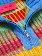 The Elder Statesman - Jolly Ribbed Striped Cashmere Half-Zip Sweater - Multi