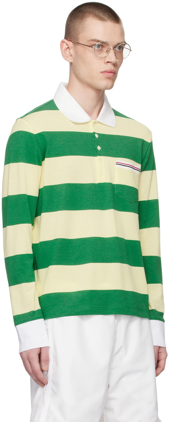 Thom Browne Green & Yellow Striped Polo Thom Browne