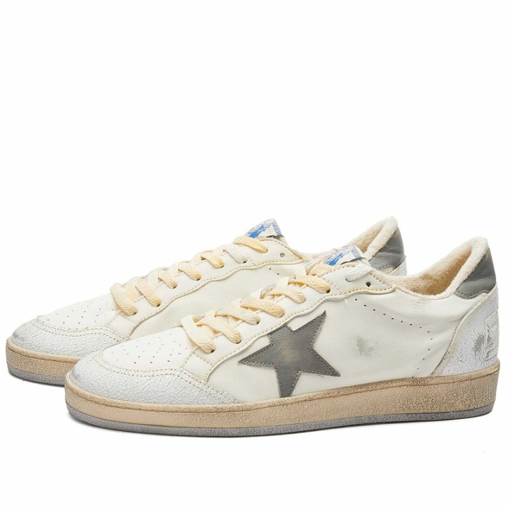 Photo: Golden Goose Men's Ball Star Leather Sneakers in White/Grey