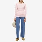 Armor-Lux Women's Long Sleeve Breton T-Shirt in White/Bisque