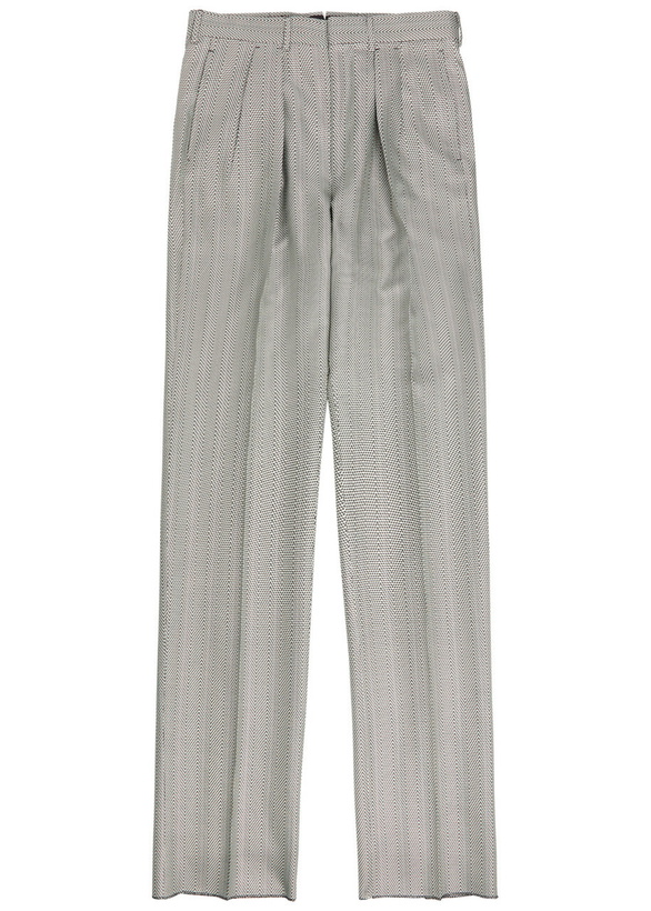 Photo: Tom Ford Herringbone Tapered-leg Silk Trousers Black And White