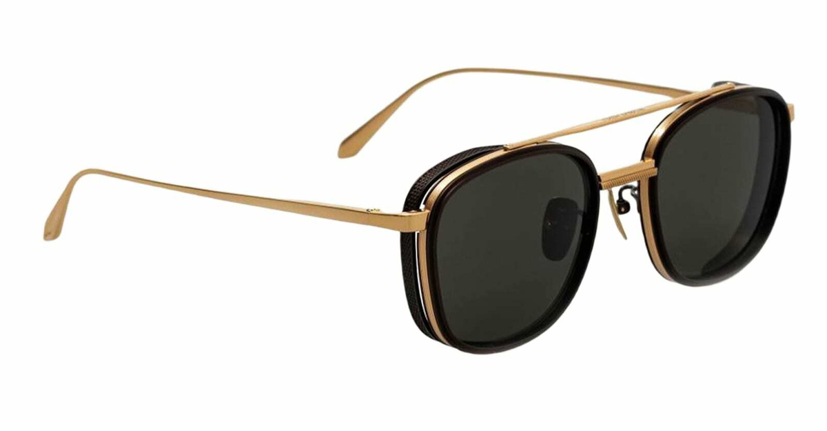 Linda Farrow Varo - Yellow Gold / Black / Grey Lens Sunglasses