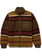 RRL - Ripstop-Trimmed Striped Fleece Jacket - Brown