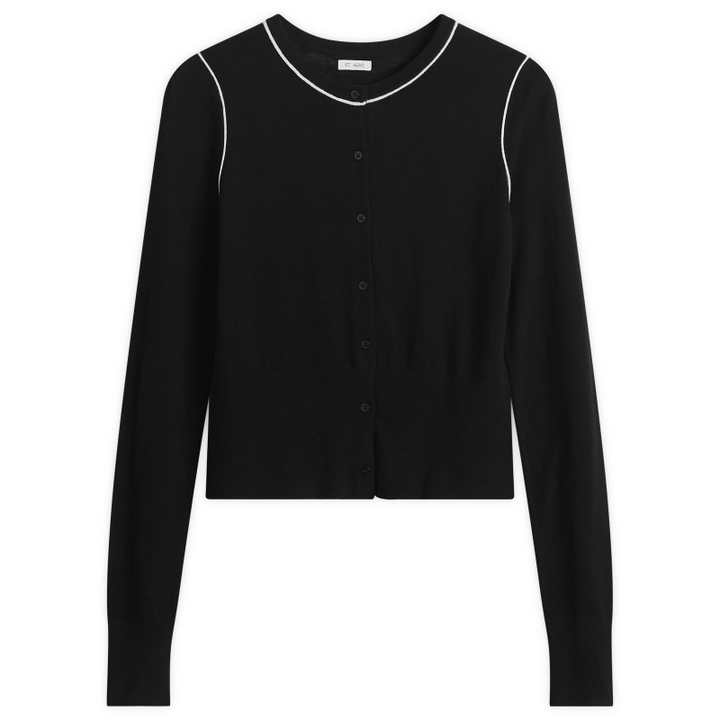 Photo: ST. Agni Women's Wool Fine Line Cardigan in Black/Off White