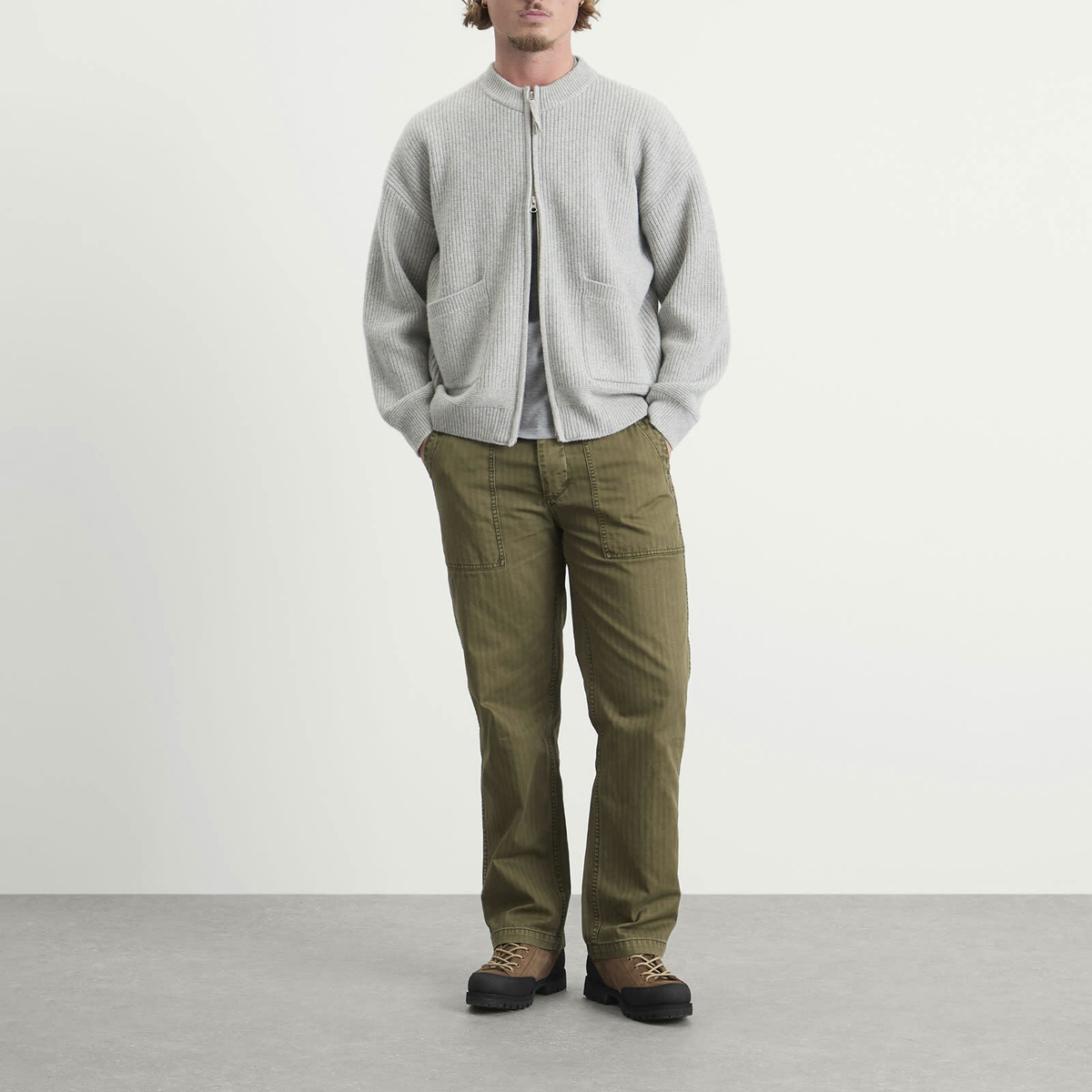 Dubbleware Men's Herringbone Fatigue Pants in Olive