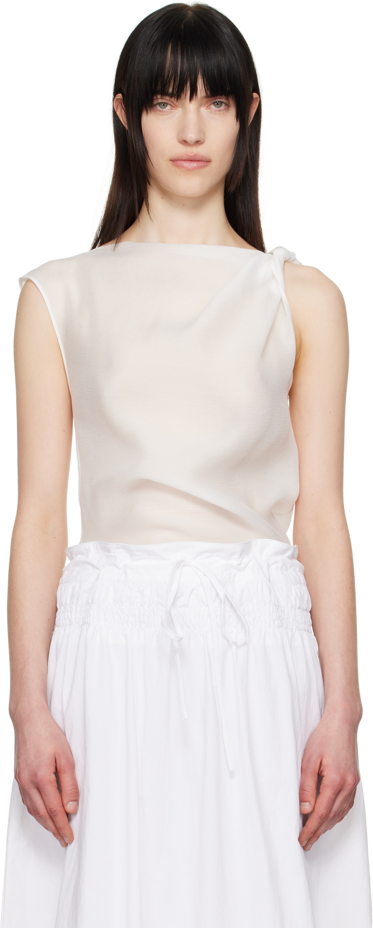 LE17SEPTEMBRE White Asymmetrical Draped Tank Top