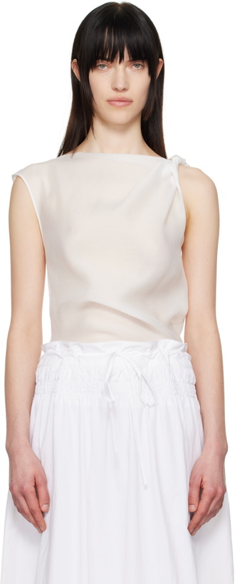 Photo: LE17SEPTEMBRE White Asymmetrical Draped Tank Top